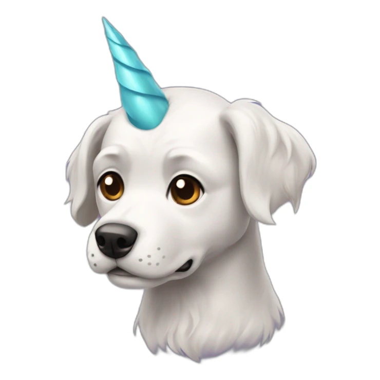 Chien avec corne et cheveux de licorne sticker