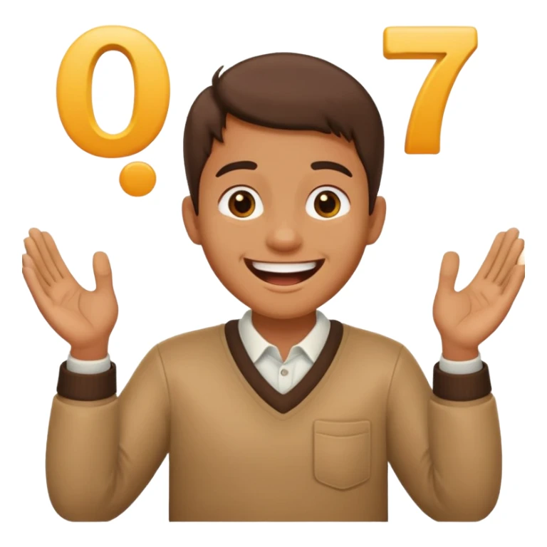 Emoji hold the word 67 in the hands and laugh sticker