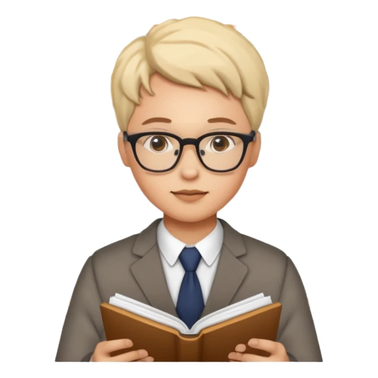 person with glasses reading charts and graphs sticker