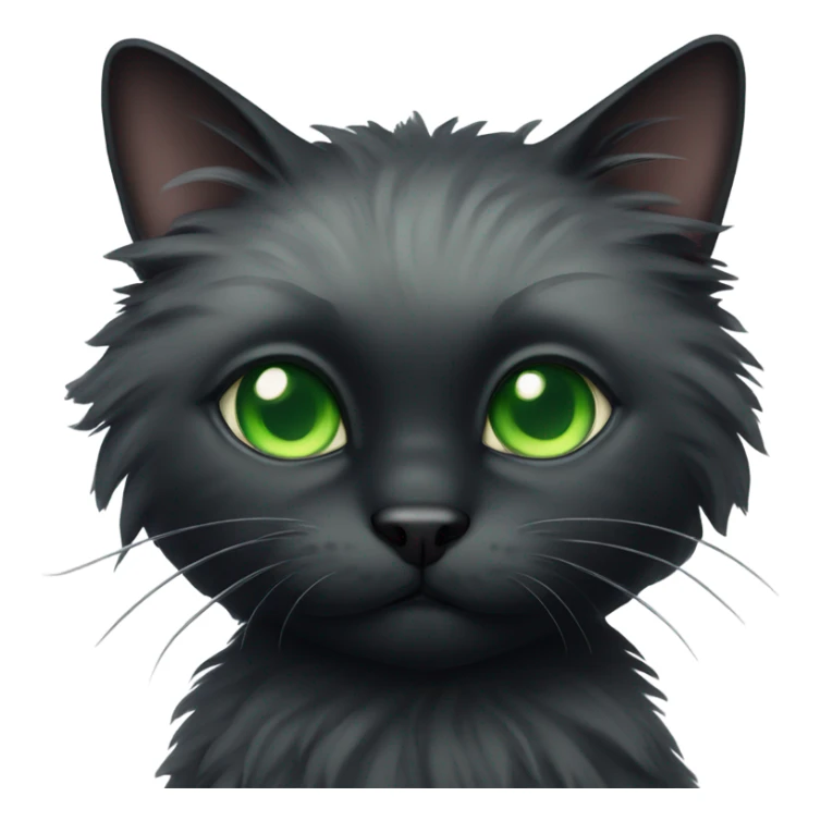 Really fluffy black cat with green eyes  sticker