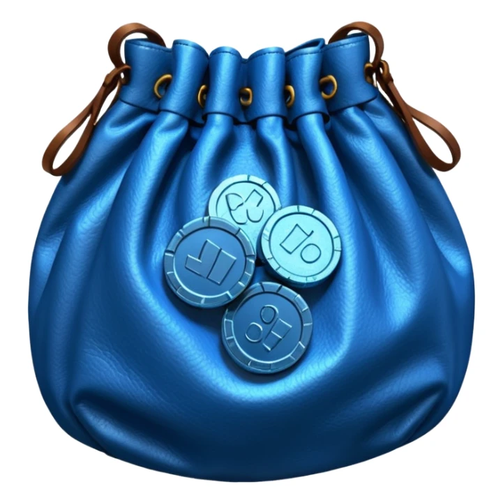bag of blue coins sticker