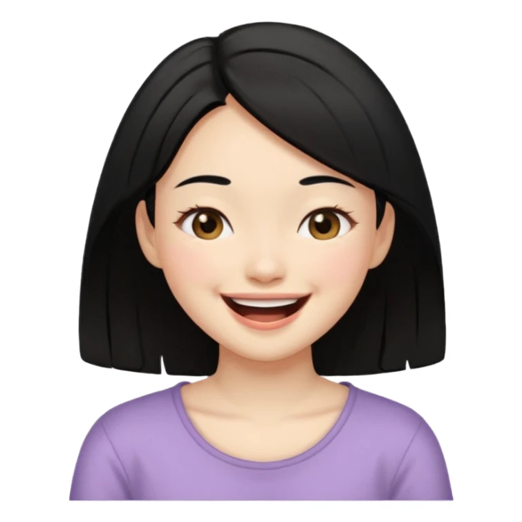a girl genuinely feeling happy so so so much laughing so hard with her eyes folded black hair asian gorl sticker