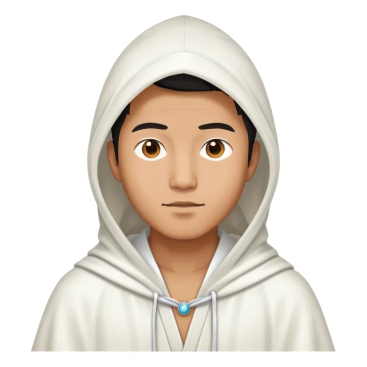 Asian dude with white pointy hood and white robe sticker