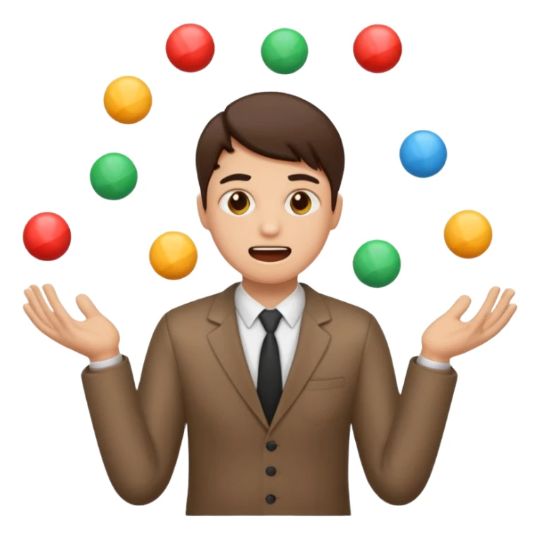 an emoji that depicts a product manager juggling work with panic, can you make it more gender neutral  sticker