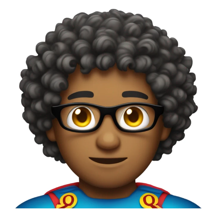 a curly haired man in a superhero costume with the letters "QA" on his chest sticker