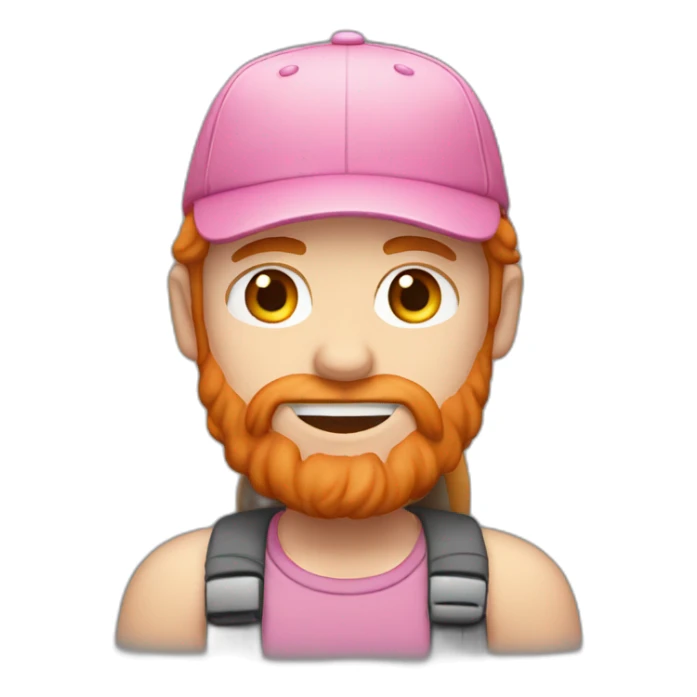 ginger man with long hair in pink cap sticker