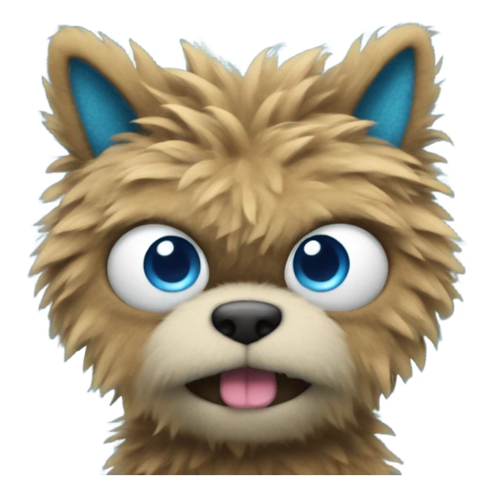 Blue fuzzy person with eyes and sharp big teeth sticker