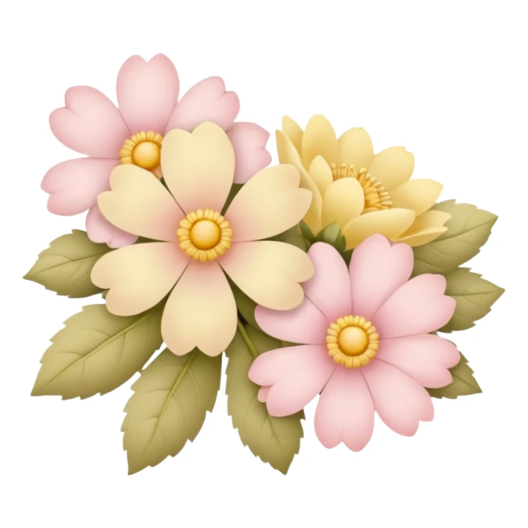 flowers in soft pink, beige and yellow pastel colors sticker