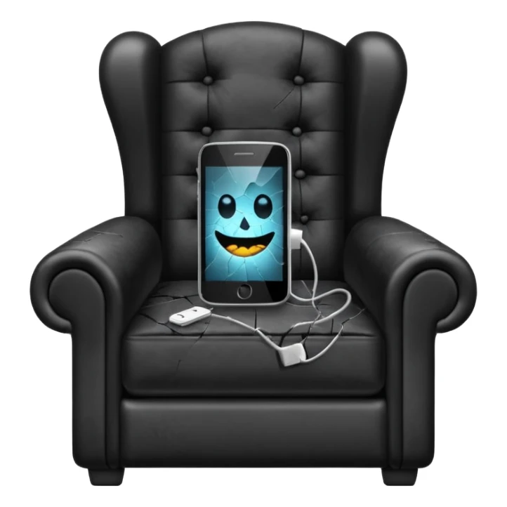 a phone in a chair looking sad sticker