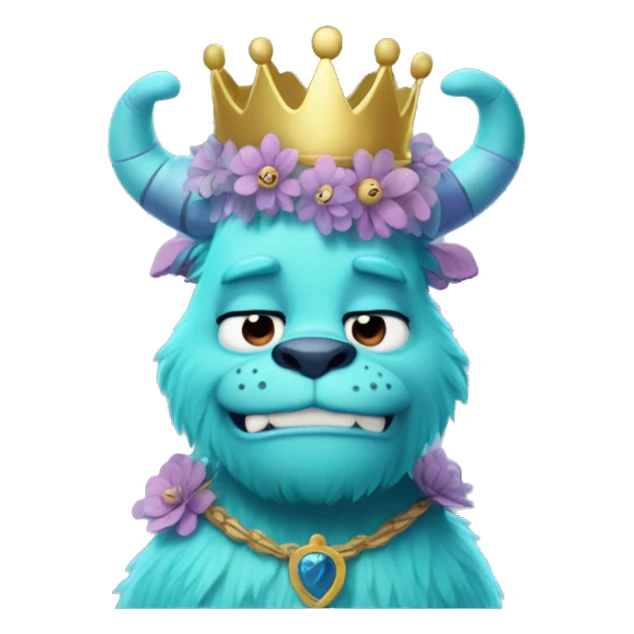 sully from monster and co in a cute version with a crown and flowers sticker
