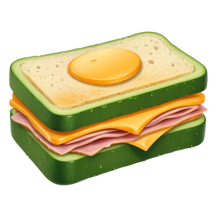 cucumber sandwich without excessive cucumber. with meat in them. bread slightly toasted. and melted cheese sticker