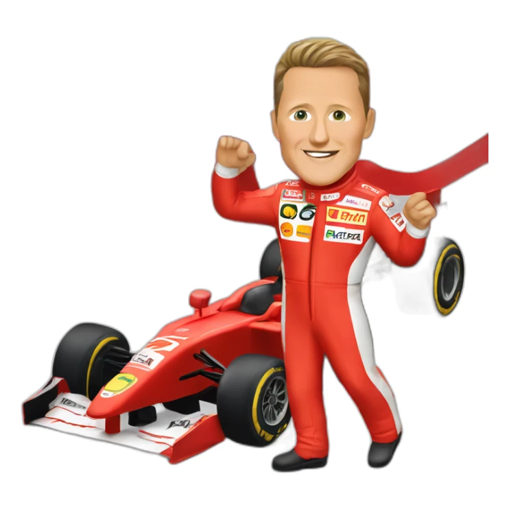 Michael Schumacher red racing suit waving sticker