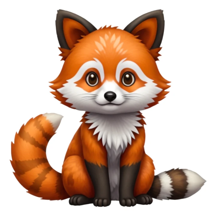 Black-eared Realistic patterned speckled flurry scaly 4-legged quadrupedal Red-Panda-Munchkin-Kitten-Lemur-Raccoon-Dog-Red-Fox-animal-fusion-hybrid, Full body sticker