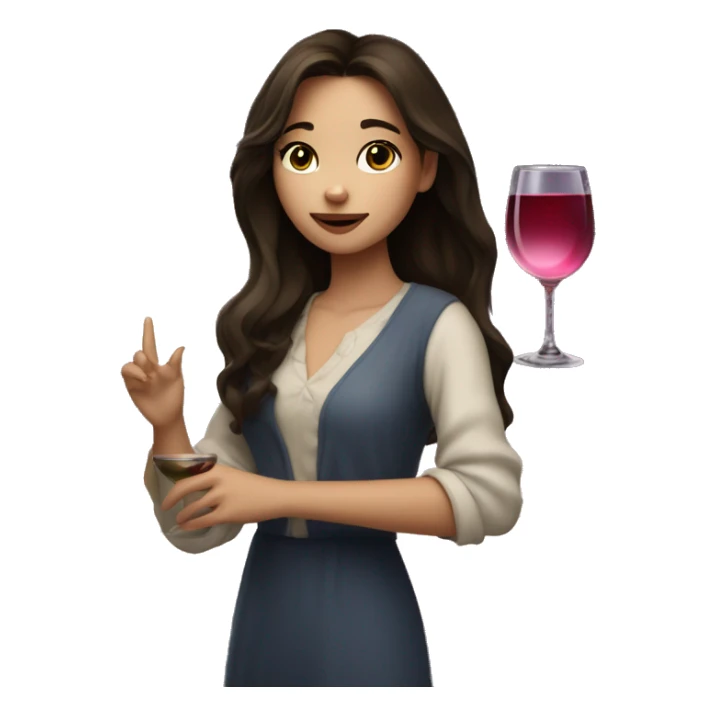Medium-haired Brunette Girl near the moon with wineglass in hand sticker