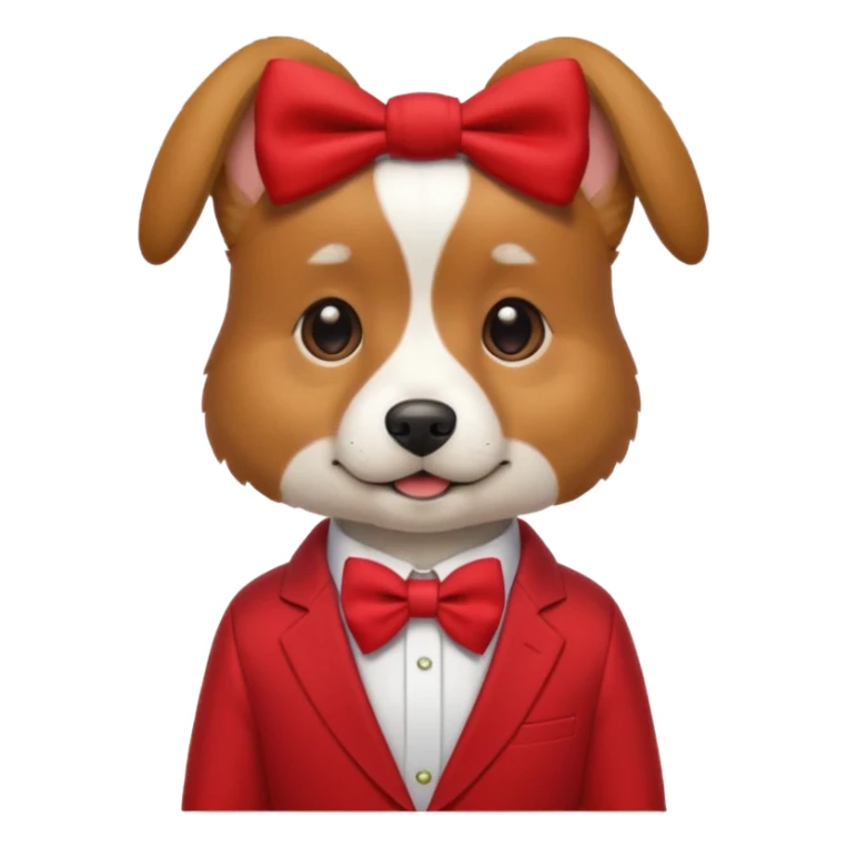 dog with bow in red suit. sticker