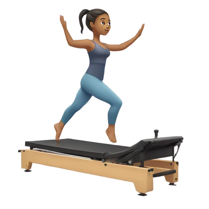 Girl on a Pilates reformer with feet in straps sticker