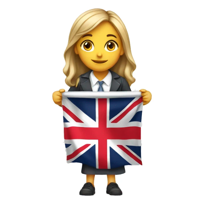 A girl teacher with a flag of England  sticker