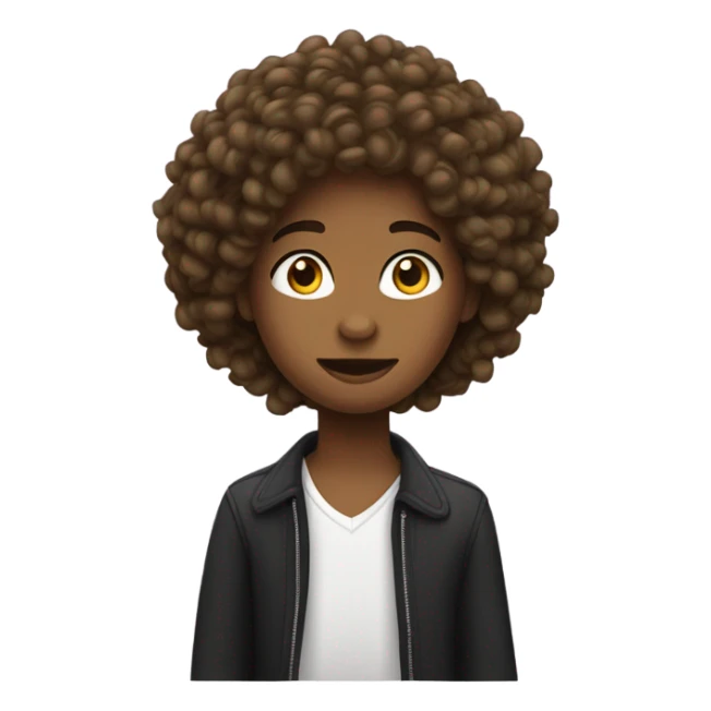 Une adolescente au long cheveux bouclés noirs  sticker