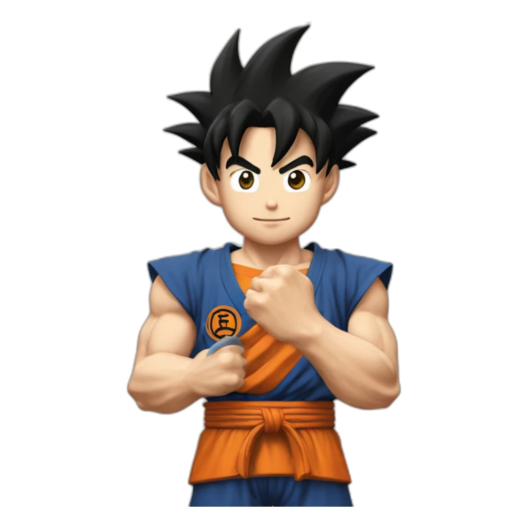 Goku con un bloque de tierra en la mano  sticker