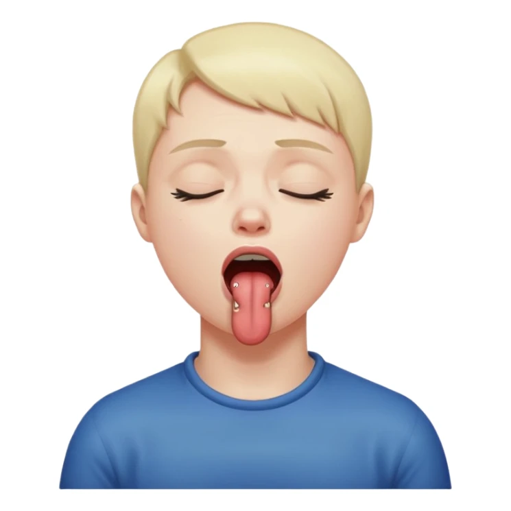 Choking itself while eyes are closed sticking tongue out sticker