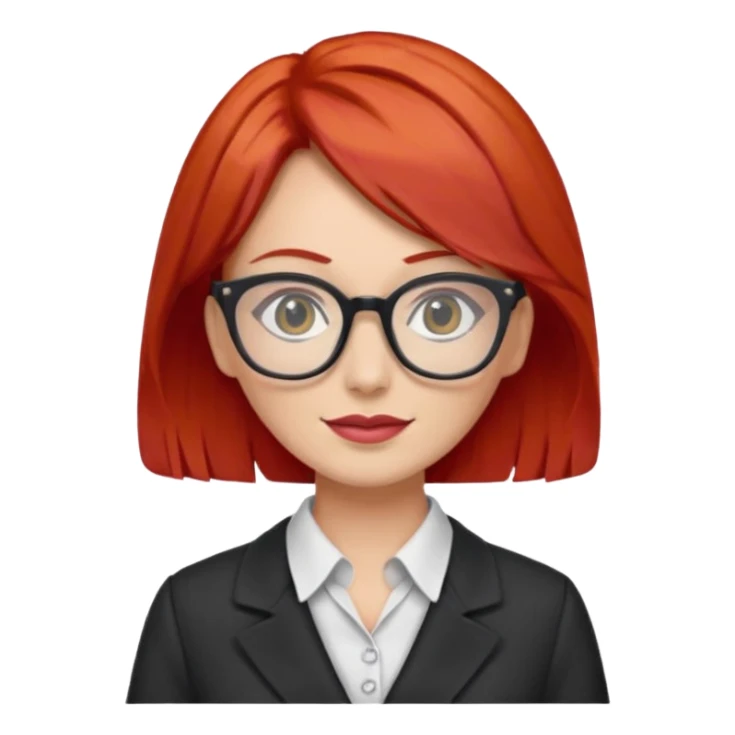 tailor woman with red hair and glasses sticker