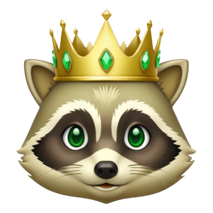 Bright green Racoon , with jewelled gold crown sticker