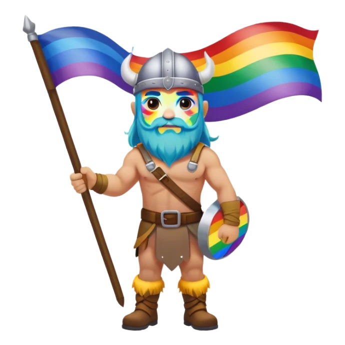 rainbow skin face and body road builder full body as a viking with rainbow flag sticker