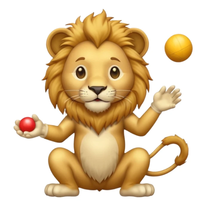 a Circus cute lion juggling two metal ball sticker