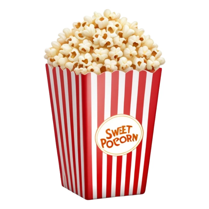 minimalist sweet popcorn in a red and white vertically striped package, simple clean design, fewer details sticker