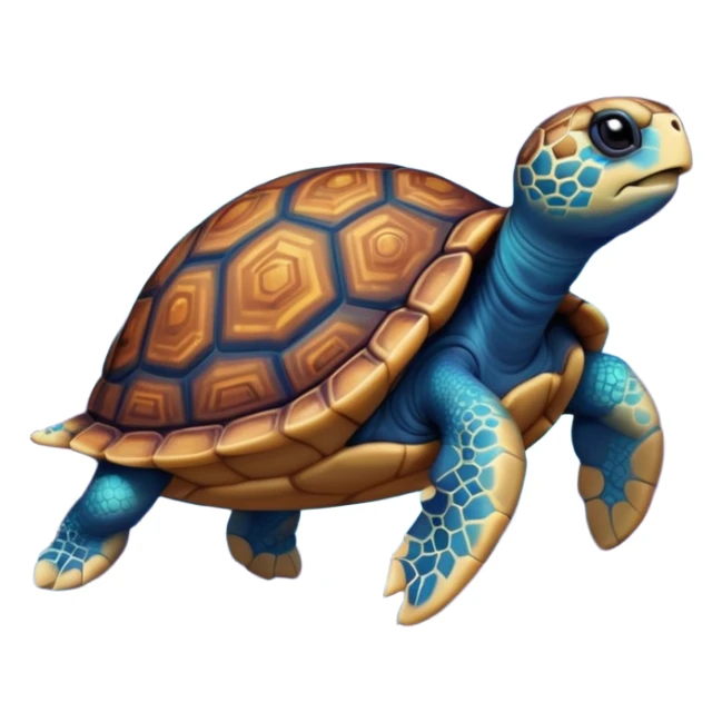 Quasar Turtle emoji – full body, massive cosmic turtle with glowing shell like a galaxy vortex, star patterns, slight side angle sticker