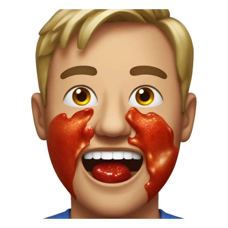 Man with Tomate Ketchup on his Face and shouting sticker