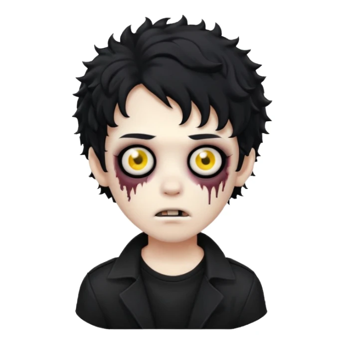 boy zombie with curly black hair emo sticker