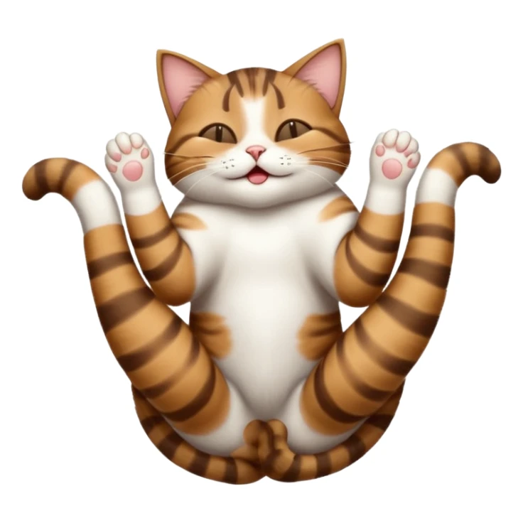 dark brown tabby and white cat in funny positions upside down with eyes closed sticker