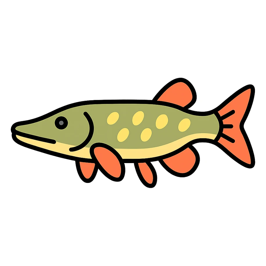 color outline icon of a pike fish sticker