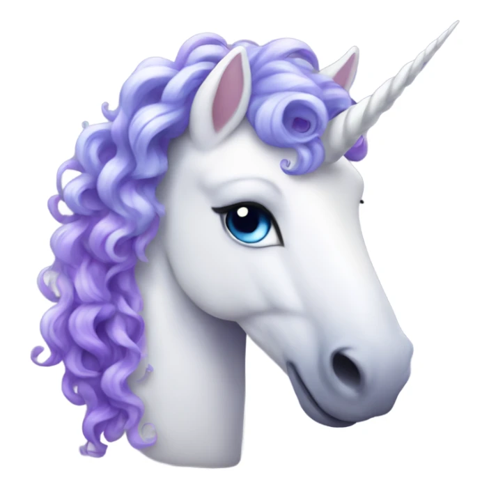 white unicorn with purple curly hair and blue eyeshadow  sticker