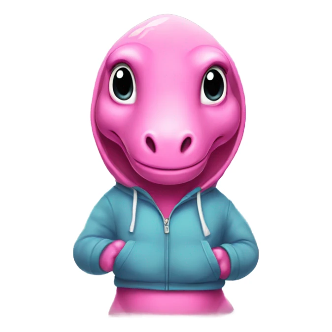 Pink dinosaur wearing a hoodie sticker