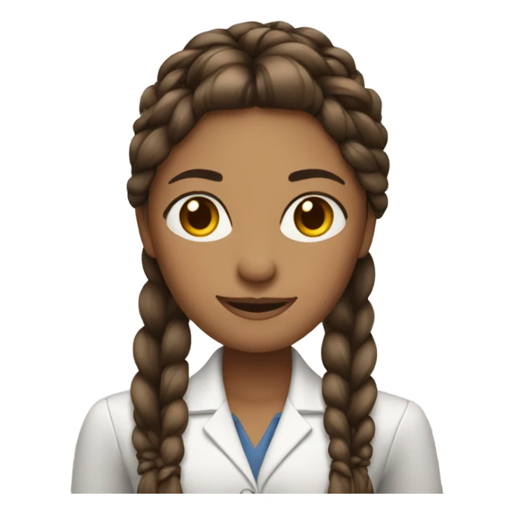 business woman long straight brown hair braid sticker