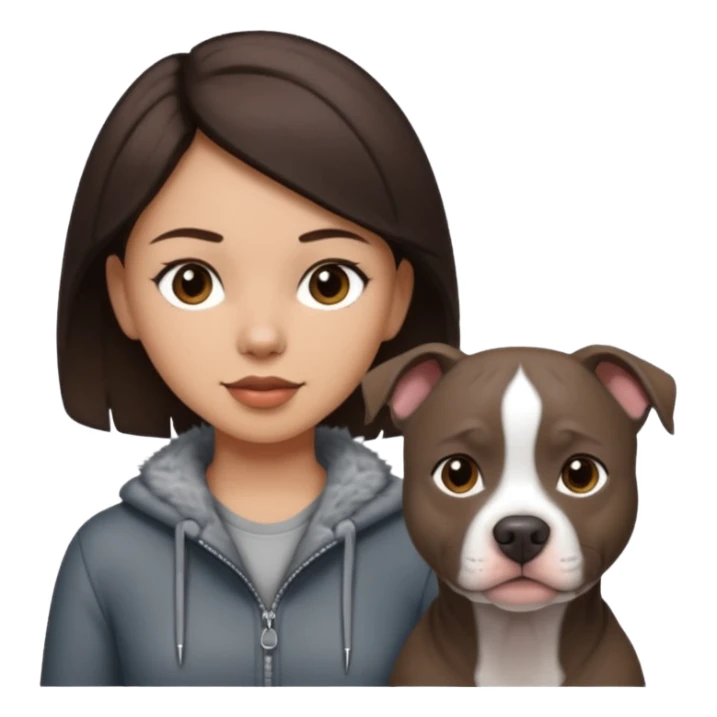 Grey pitbull with one darkBrown haired Girl  sticker