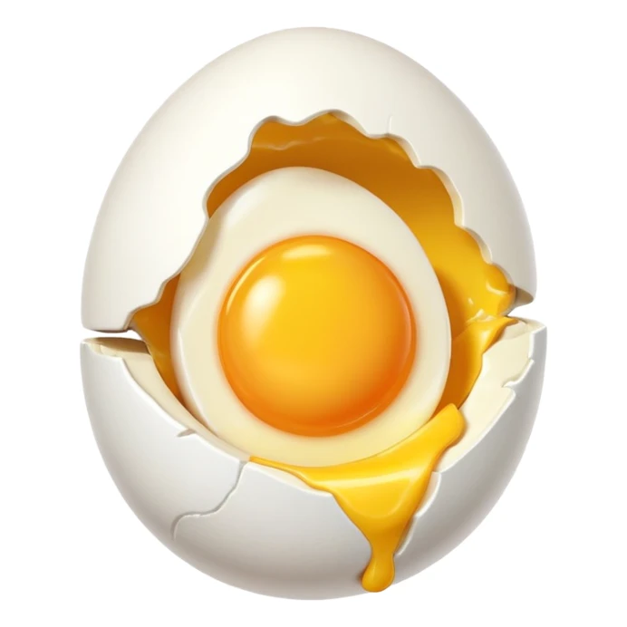 egg object icon, cracked egg with yolk, 3D cartoon, mobile game icon style, clean background, no text, no watermark
 sticker