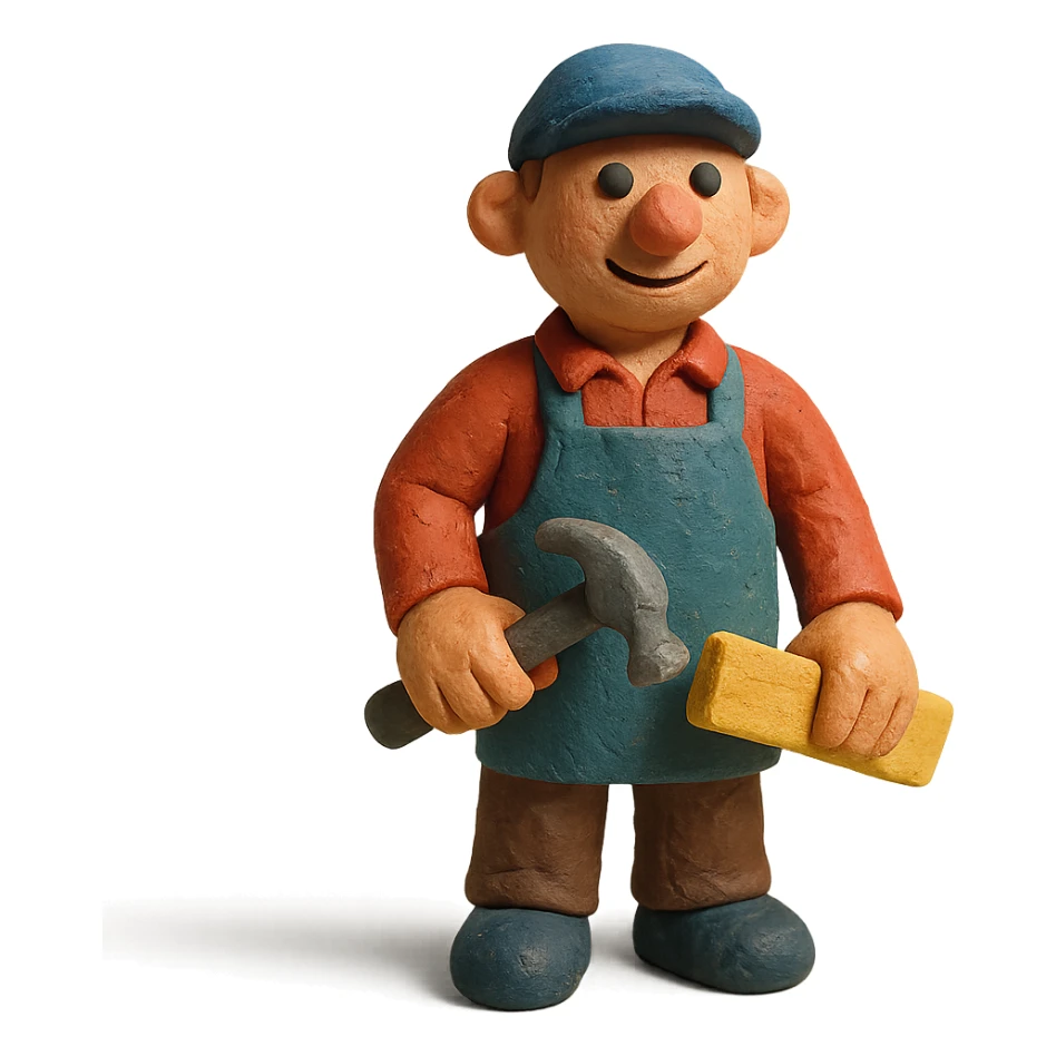 claymation style carpenter sticker