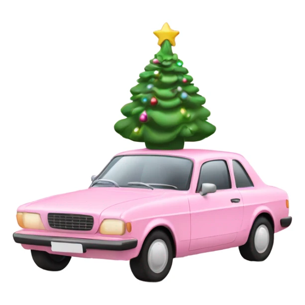 Christmas light pink car with Christmas tree sticker