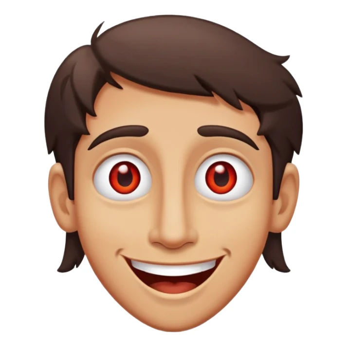 Happy face with half-lidded eyes, relaxed goofy smile, and slightly red eyes, looking high or stoned sticker