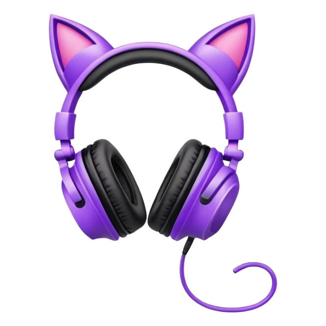 purple gaming headphones with cat ears sticker
