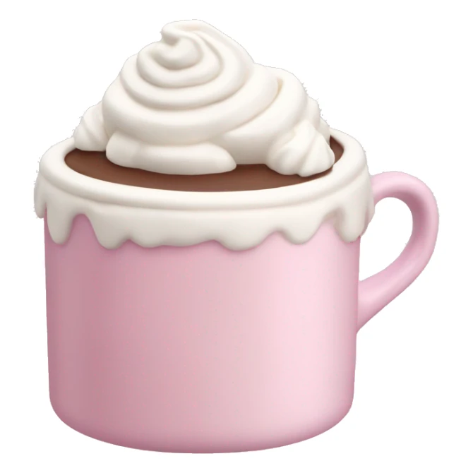 Hot chocolate topped with whipped cream in a pale pink cup sticker