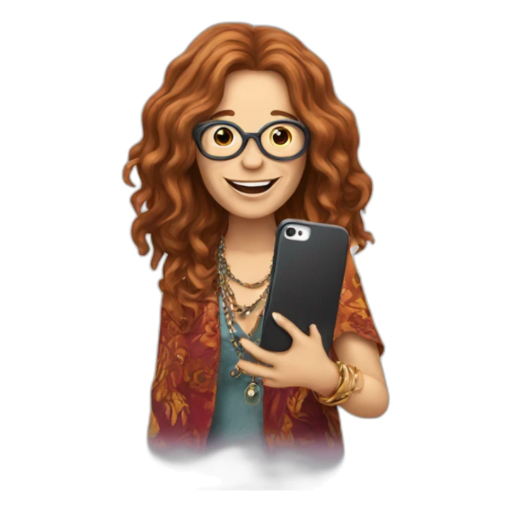 janis joplin speaking with smarphone sticker