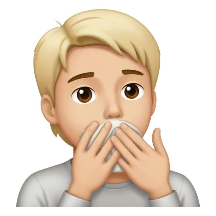 Covering mouth to not throw up sticker