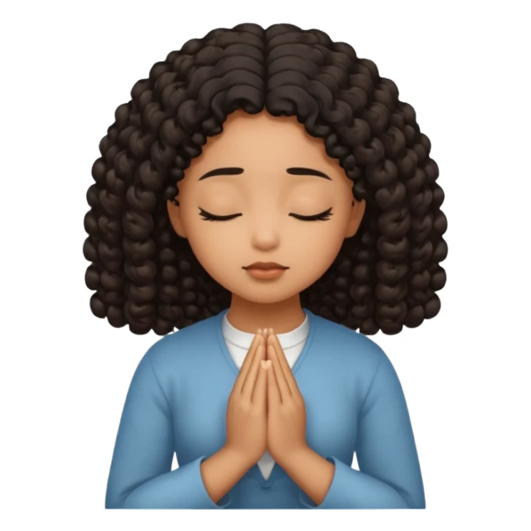 brown girl praying curls black hair and eyes closed sticker
