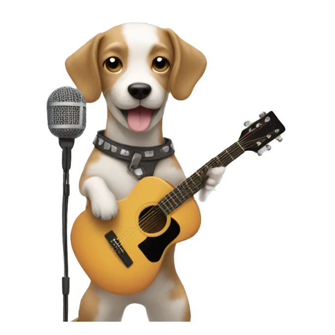 Dog with mic and guitar sticker