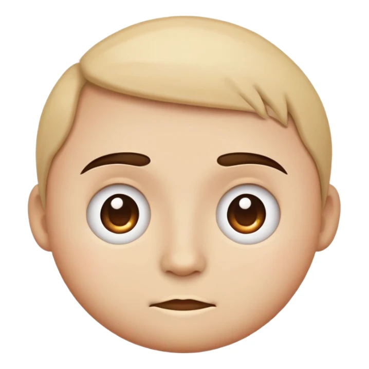 One eyebrow raised cartoon round emoji face sticker