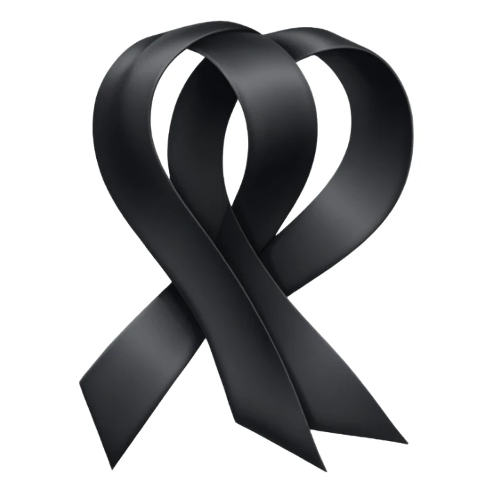 Black ribbon for dead people honoring sticker